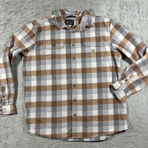 Carhartt Flannel Button Shirt Mens XL Tall Plaid Workwear Shacket Lumberjack
